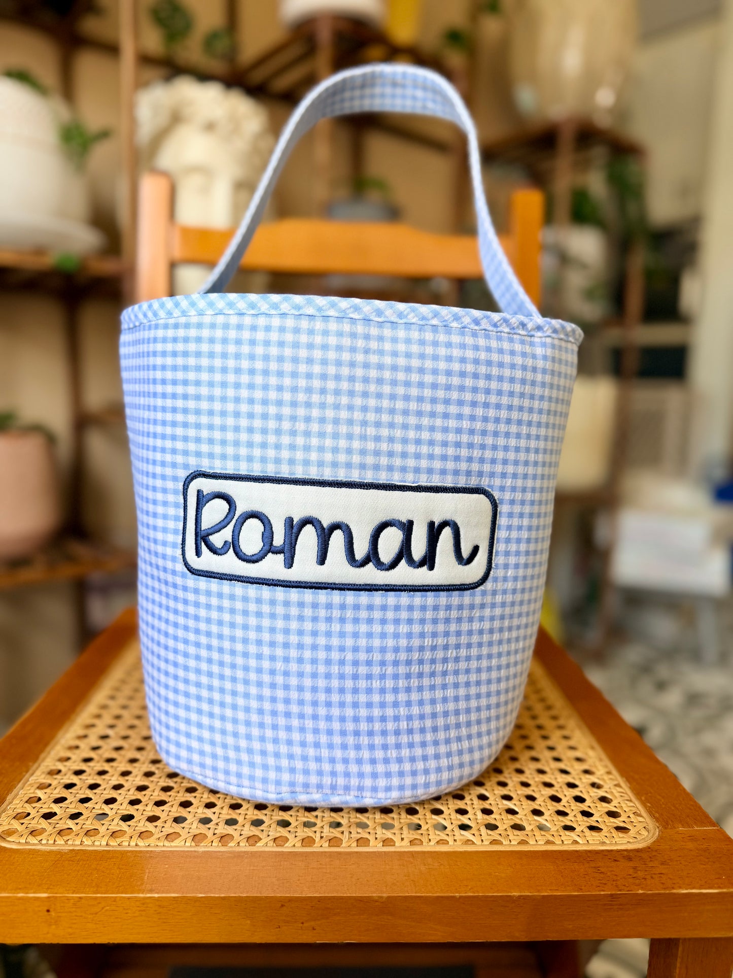 Personalized Gingham Easter Basket