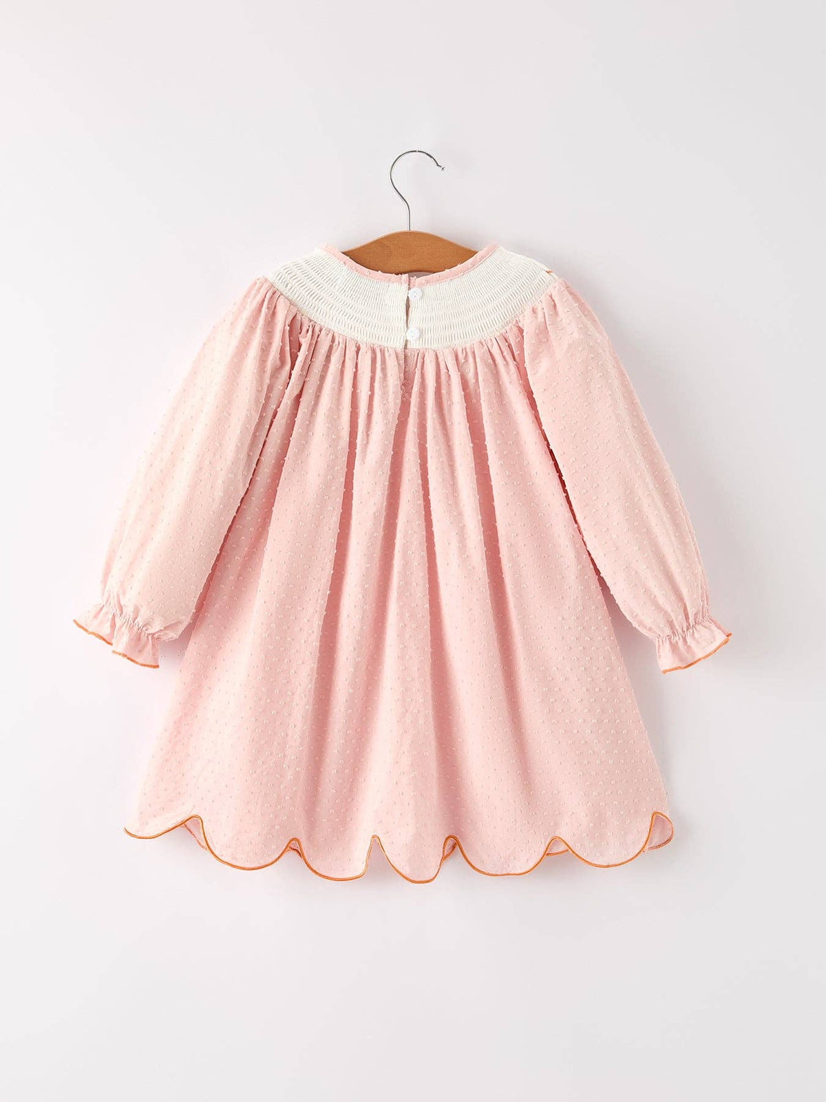 Fall Thanksgiving& Halloween Chicken Pumpkin Smock Embroidery Baby Girl Dress