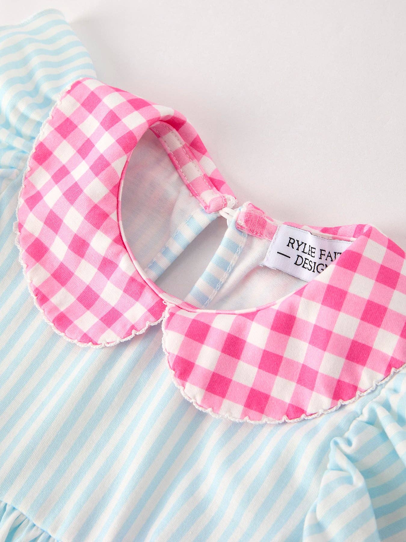 Girls Striped Lapels Bow Dress