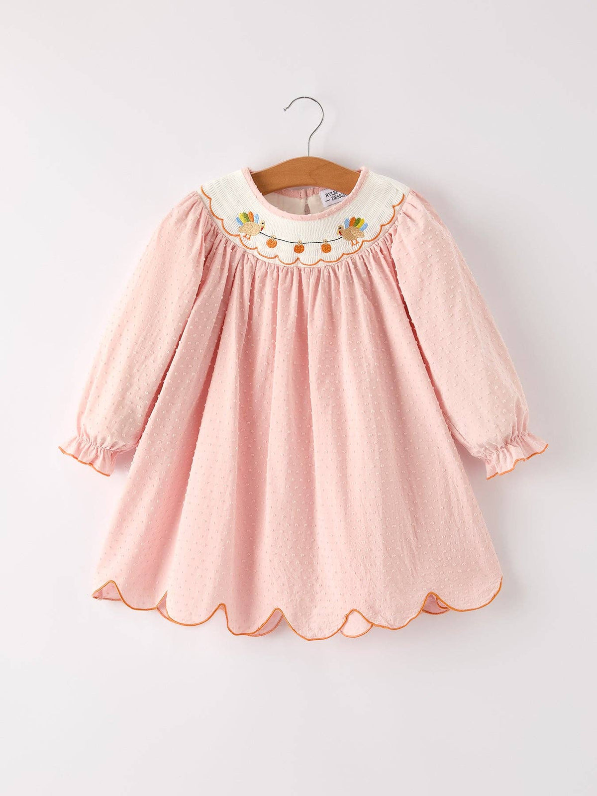 Fall Thanksgiving& Halloween Chicken Pumpkin Smock Embroidery Baby Girl Dress