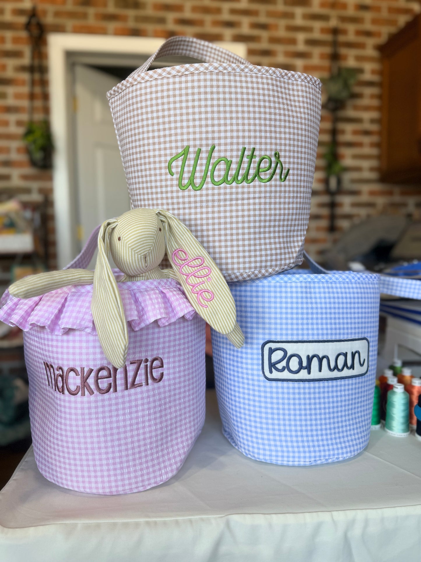 Personalized Gingham Easter Basket