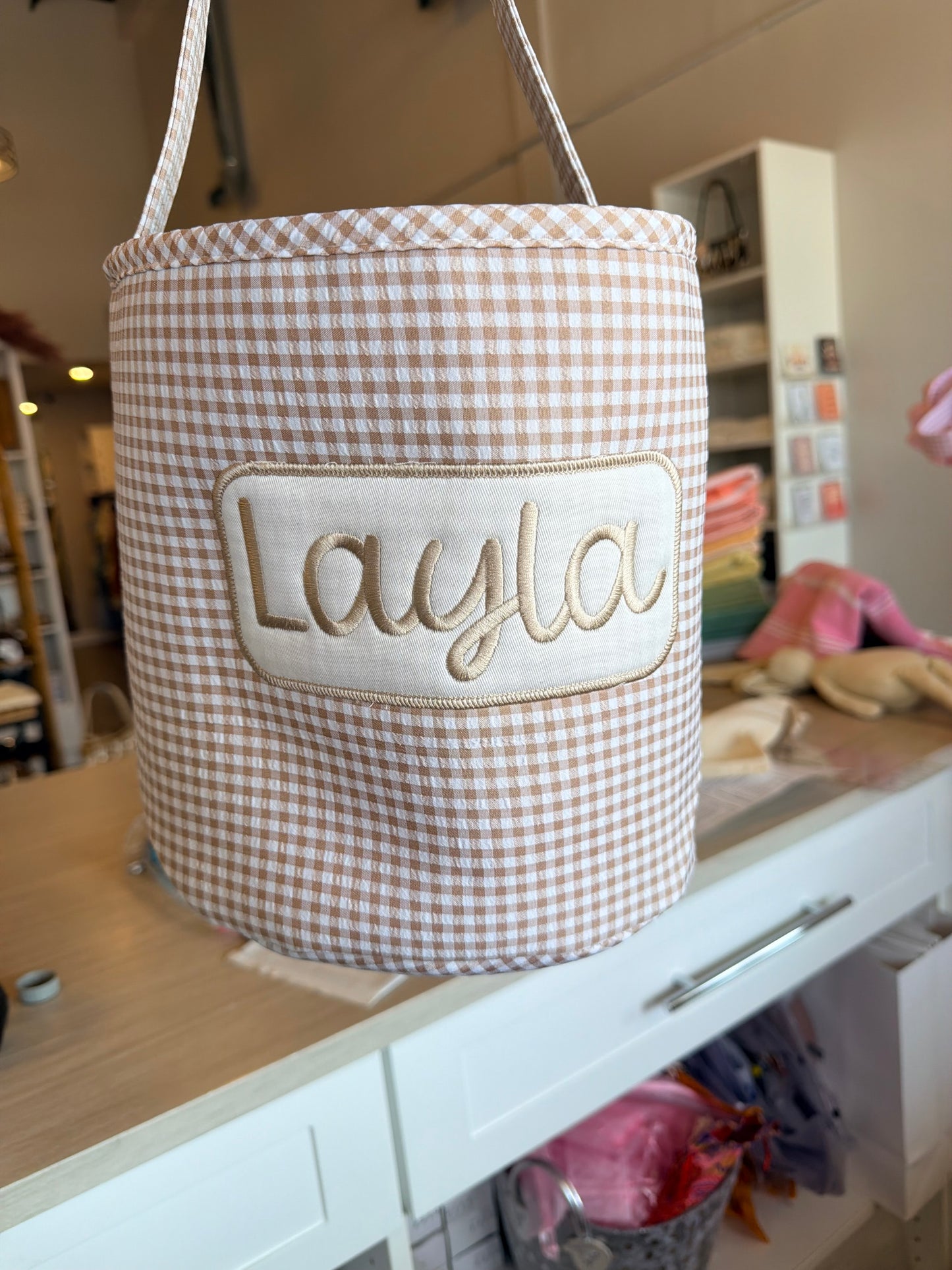 Personalized Gingham Easter Basket