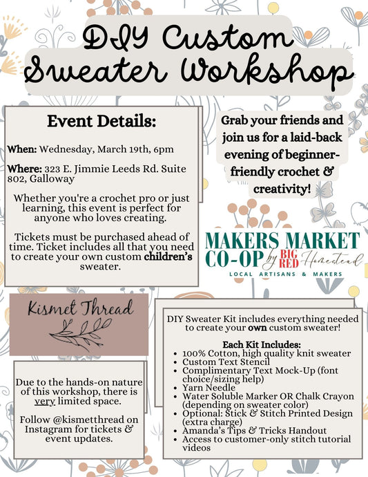 DIY Sweater Workshop at The Maker's Market– Ticket (3/19)