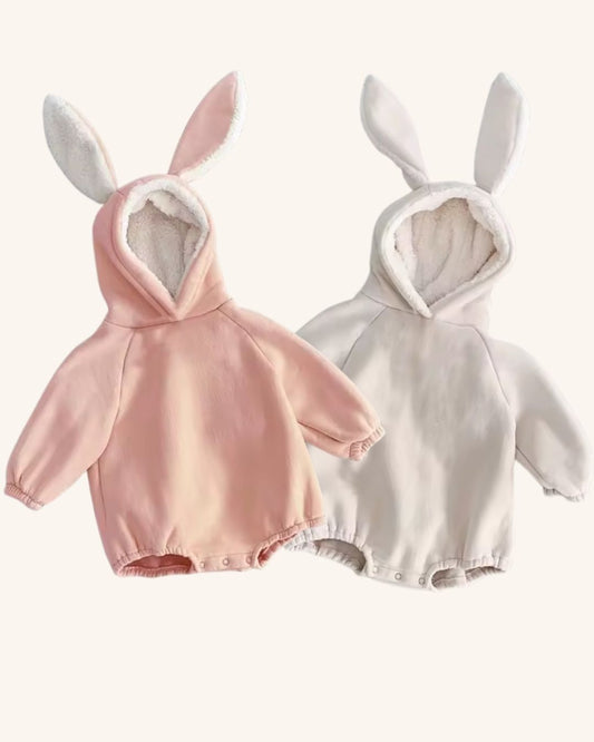 Sherpa-Lined Hooded Bunny Romper