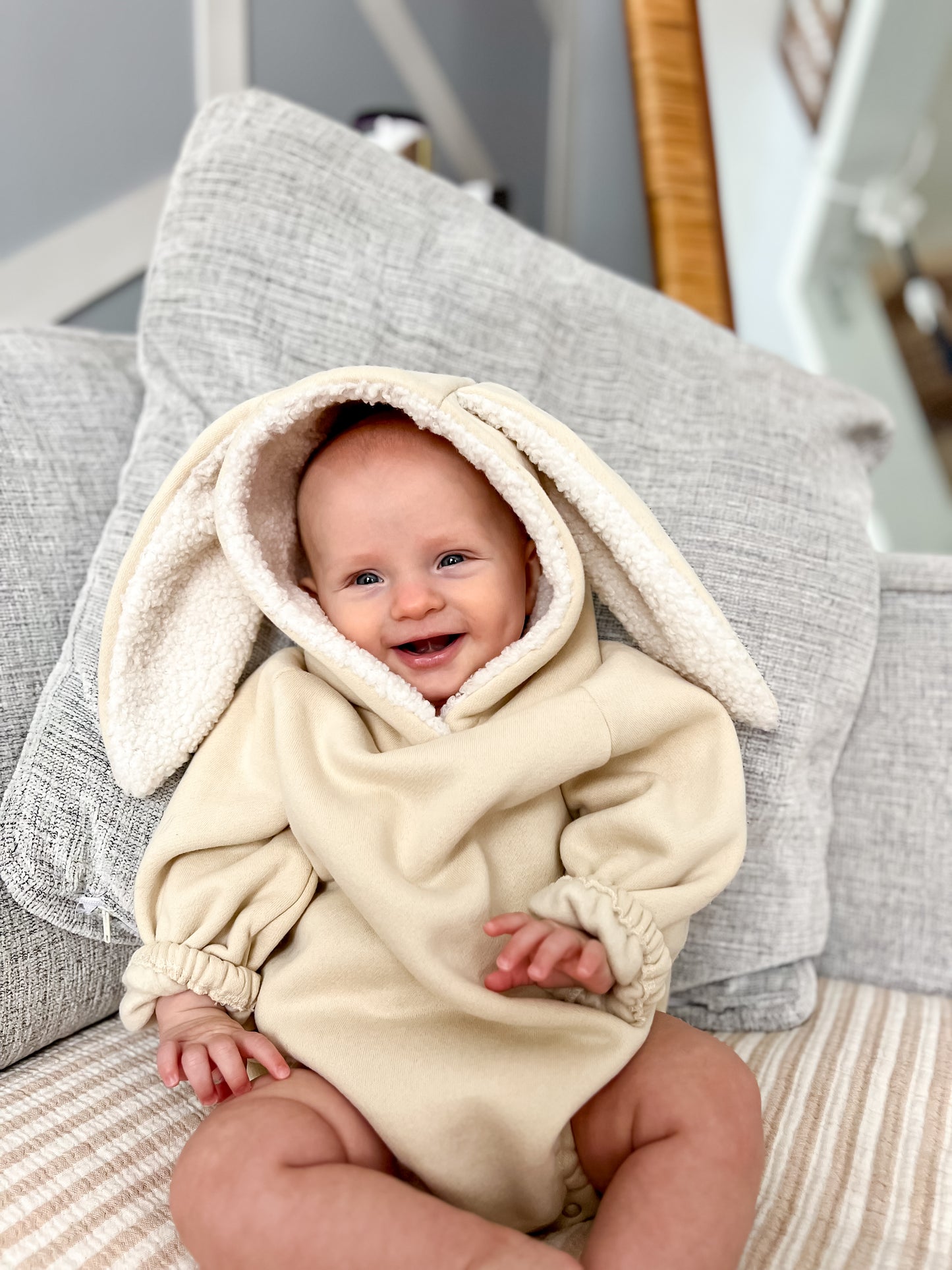 Sherpa-Lined Hooded Bunny Romper