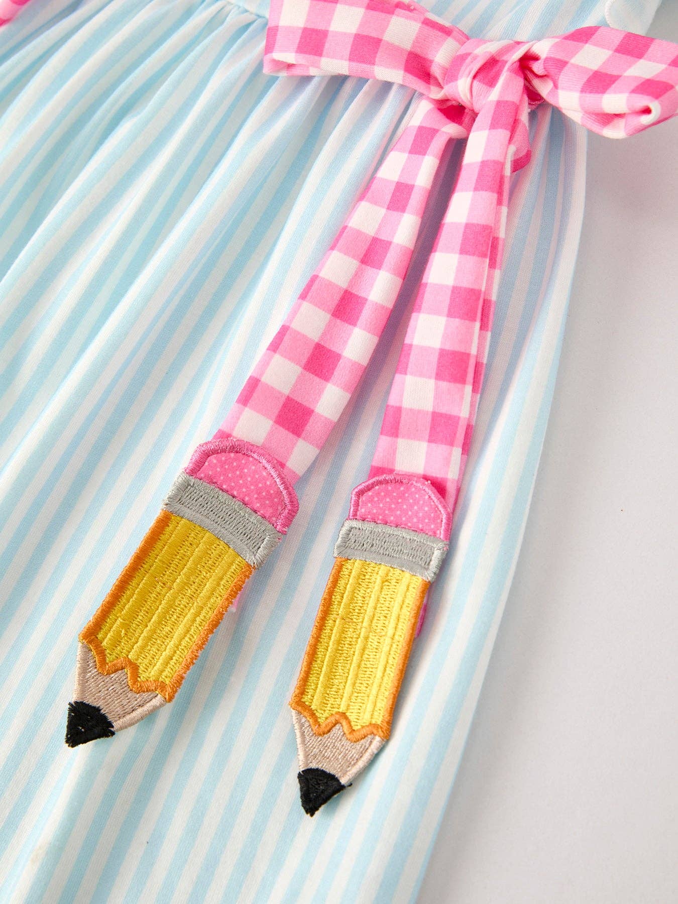 Girls Striped Lapels Bow Dress